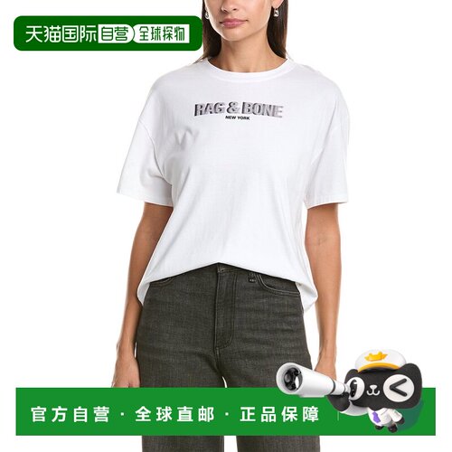 美国直邮自营rag & bone RB Logo男友t恤-白色 美国奥莱直发