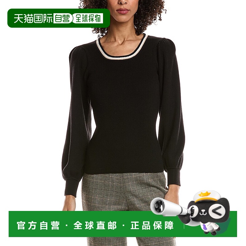 自营T Tahari Blouson Sleeve Pullover - black 美国奥莱直发