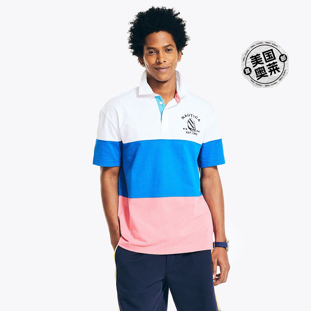 nautica 男式经典版型橄榄球胸条纹 polo 衫 - 帆白色 ns 【美国