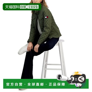 美国直邮TOMMY HILFIGER 女士外套棉服夹克立领菱格纹保暖绗缝