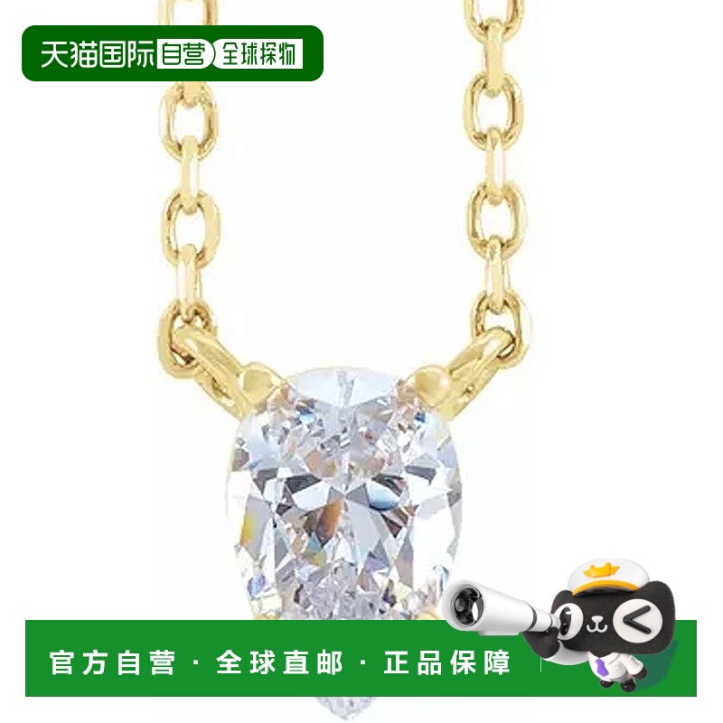 自营pompeii31 克拉梨形钻石单石浮动吊坠黄金项链实验室培育 - 1