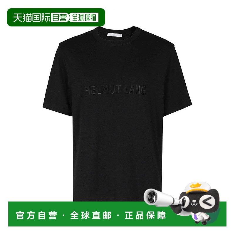 自营 helmut lang圆领T恤，带有微妙的同色标志-黑色 美国奥莱直
