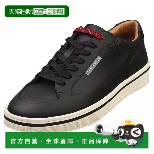 自营Ted Baker 男士 Hampstead 皮革系带运动鞋，黑色 - 黑色 美