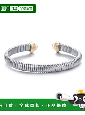 自营adorniaSilver Plated Coil Cuff with Clear Stones - silve