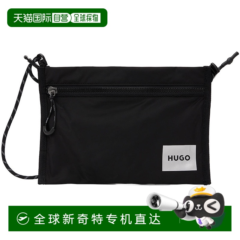香港直邮潮奢 HUGO 雨果 男士 黑色 Horiz 单肩包 50482308