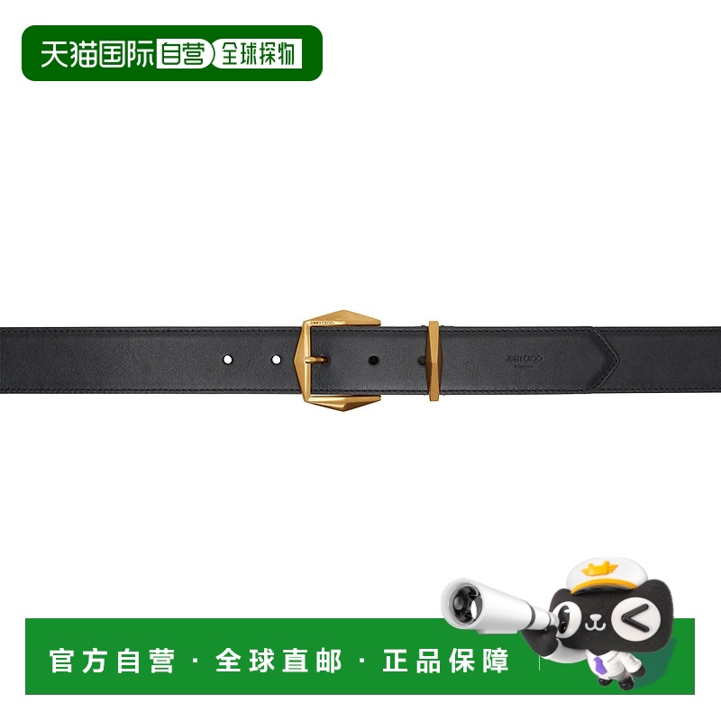 香港直邮潮奢 Jimmy Choo 周仰杰 女士 黑色 Diamond Buckle 腰带
