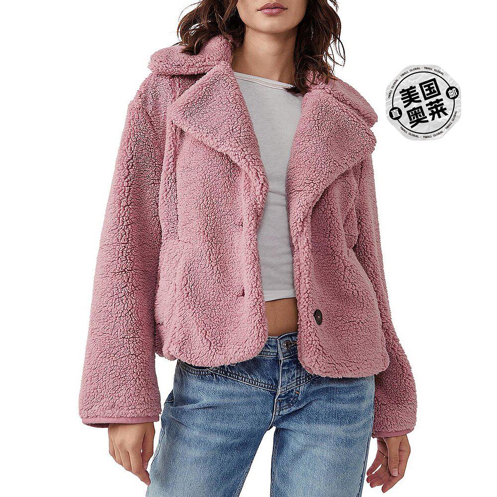 free peoplejoplin 女式人造毛皮保暖泰迪熊大衣 - 烟粉色 【美国