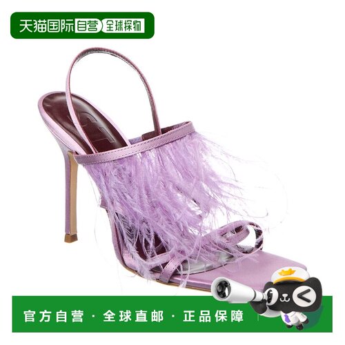 自营 STAUD Anise羽毛缎吊带凉鞋-紫色 细高跟高跟美国直发奥莱