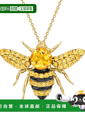 自营 Ross-Simons 黄水晶大黄蜂别针/吊坠项链，18kt 金镀银 - 18
