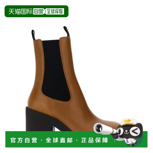 自营burberryLeather Boots With High Block Heel - brown 美国