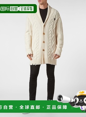 philipp plein羊毛开衫 Skull&Bones - 白色 【美国奥莱】直发