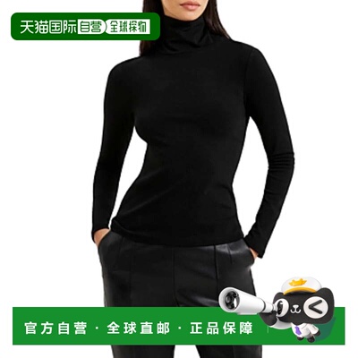 自营French Connection Roy Top女装黑色长袖镂空高领毛衣FTS1568