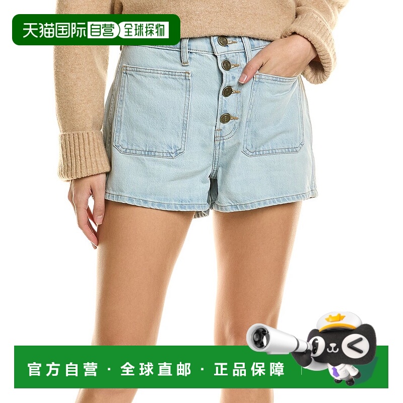 自营 FRAME Denim Bardot Exposed Button Short - blue 美国奥莱