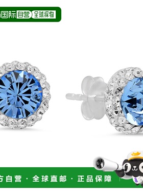 自营 max + stone纯银 6 毫米水晶光环黑色耳钉 - 蓝色 美国奥莱