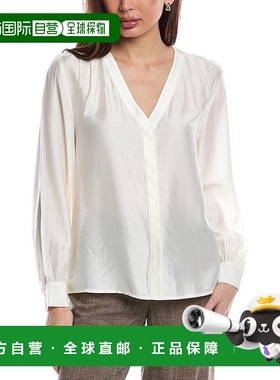 自营 J.McLaughlin Rinaldo真丝混纺衬衫-白色 美国奥莱直发