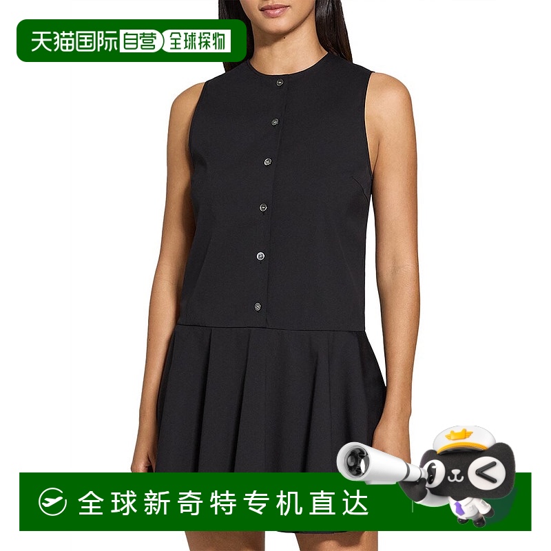 自营 theory理论褶边连衣裙-黑色 【美国奥莱】直发