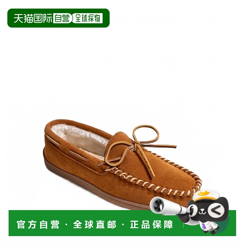 自营minnetonkaMen's Pile Lined Hardsole Moccasins In Brown -