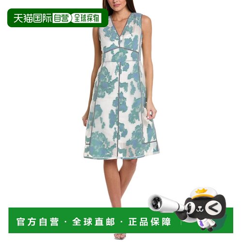 自营3.1 Phillip Lim抽象雏菊Fil杯真丝混纺中长裙-白色 美国奥莱