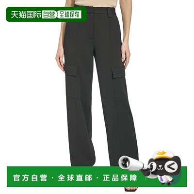 自营DKNY Straight Leg Crepe Crop Pant - black 美国奥莱直发