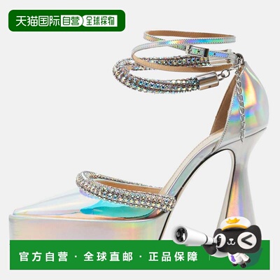 自营Mach & Mach Silver Iridescent Pvc Crystal Embellished Ki