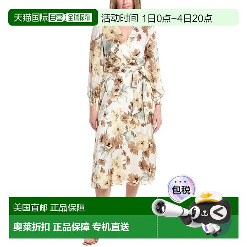 自营Anne Klein Balloon Sleeves Midi Dress - white 美国奥莱直