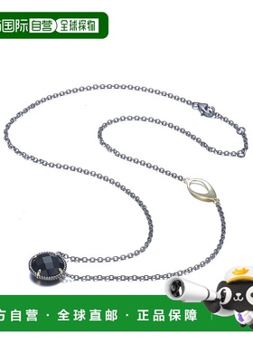 自营 GENEVIVE 纯银黑色镀黑色立方氧化锆吊饰项链 - 黑色 美国奥