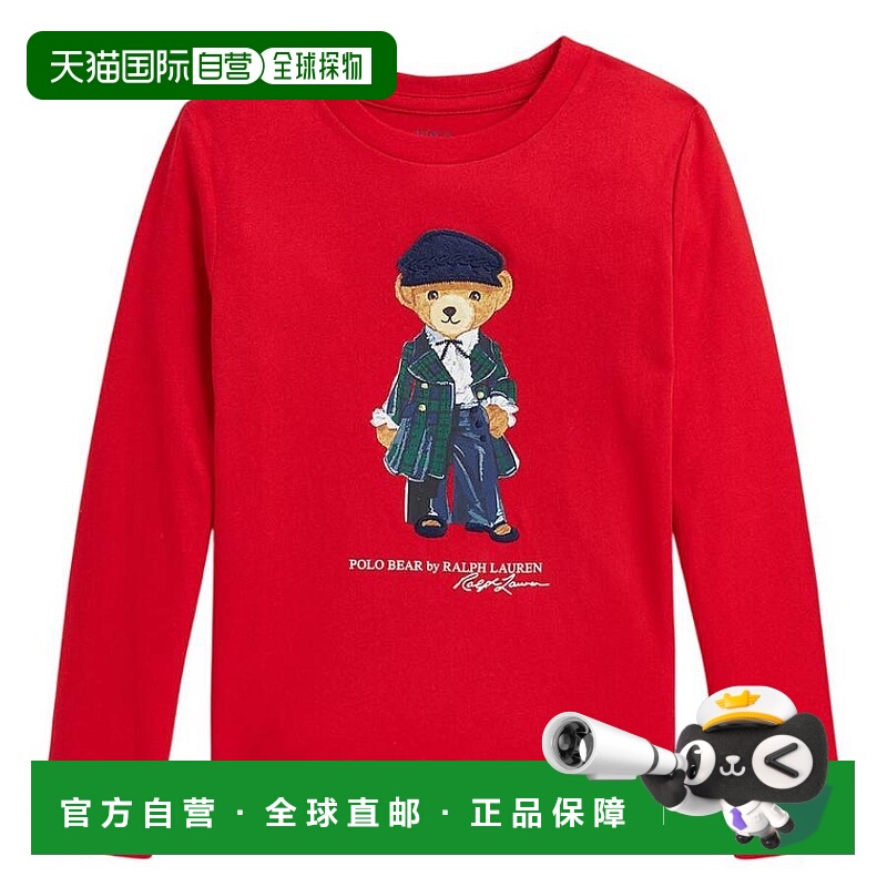 自营Polo Ralph Lauren儿童Polo熊长袖T恤-rl 2000红色 美国奥莱