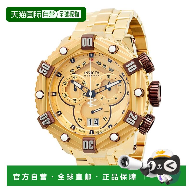 自营Invicta Reserve 53mm Huracan瑞士石英计时手表-金色/金色