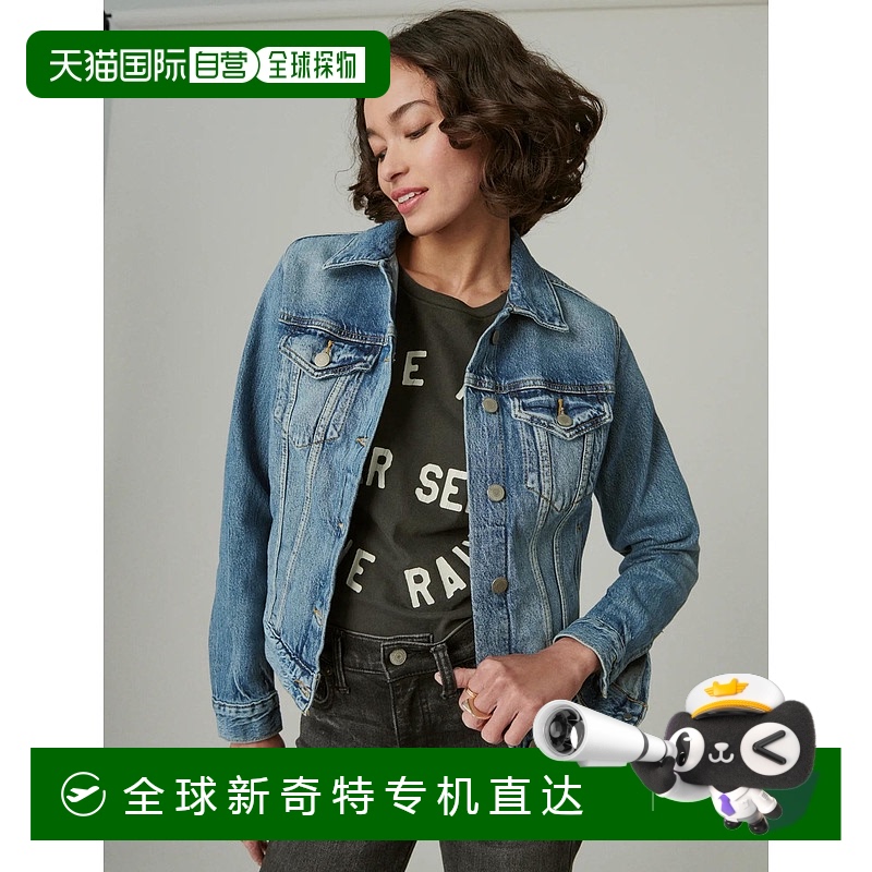 自营 Lucky Brand女式Tomboy牛仔卡车夹克-中蓝色 【美国奥莱】直