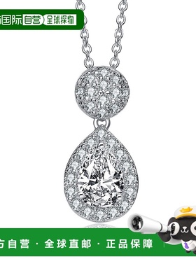 自营 GENEVIVE 925 纯银立方氧化锆光环和簇状项链 - 银白色 美国