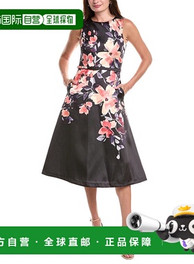 自营 Julia Jordan带腰带的Mikado Midi连衣裙-黑色 美国奥莱直发