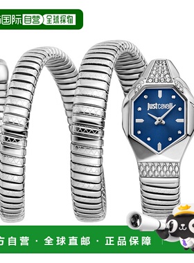 自营JUST CAVALLI Womens's Snake Watch, Silver Color Case, Da