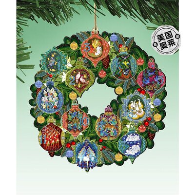 Designocracy 12 天圣诞花环木 Ornam G. DeBrekht 假日 - 多色