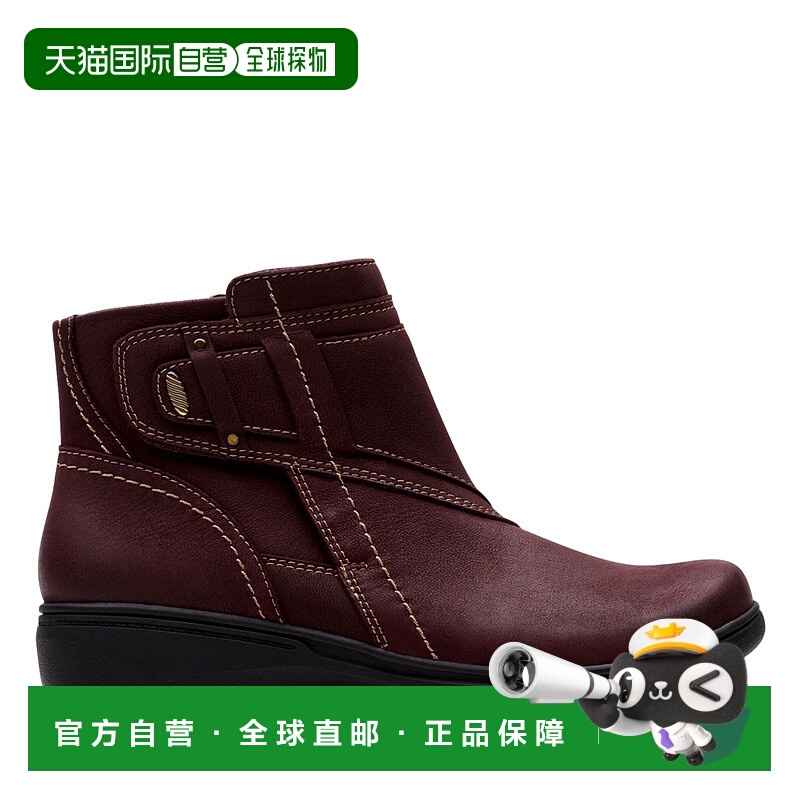 自营Clarks Carleigh Style Ankle Boots Wine Nubuck  26179512