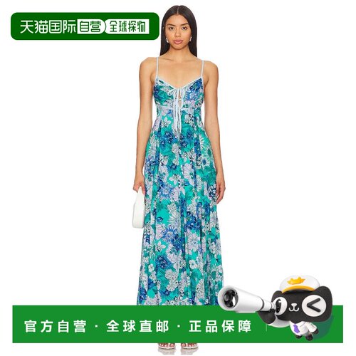 自营free people自由人Dream Weaver长裙女士Aqua Combo不对称下G