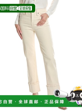 自营 Kenneth Cole直筒宽袖口牛仔裤-白色直筒裤 美国奥莱直发