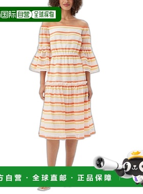 自营Trina Turk Desire 真丝混纺中长连衣裙 - 橙色 美国奥莱直发