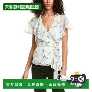 蓝色 荷叶边裹身衬衫 美国奥莱直发性感 Baker 自营Ted