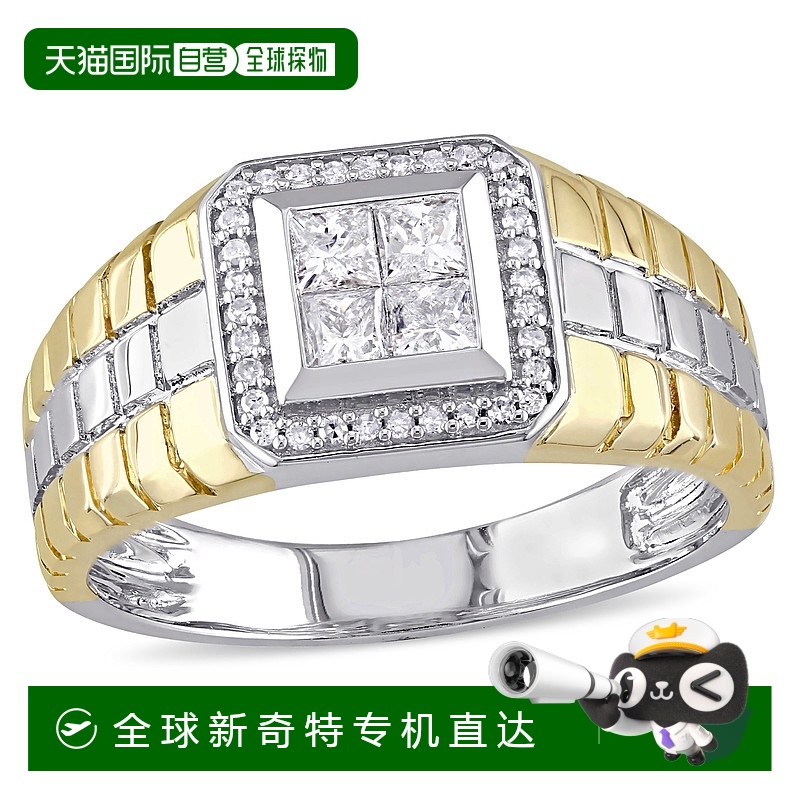 美国直邮Julianna B男士戒指黄金简约时尚潮流复古个性1/2 CT TW