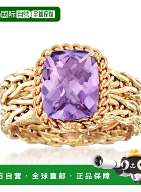 自营 Ross-Simons 14 克拉黄金紫水晶编织戒指 - 紫色 美国奥莱直