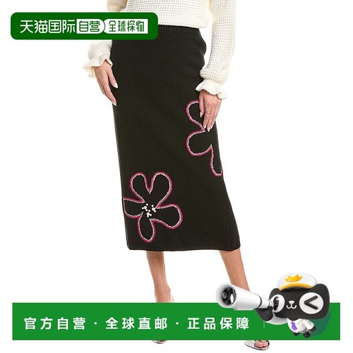 自营Gracia Floral Printed Knit Pencil Skirt - black 美国奥莱