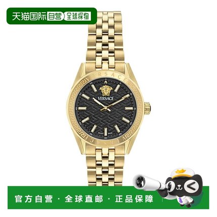 自营versaceV-Code Bracelet Watch - gold/gold/black 美国奥莱