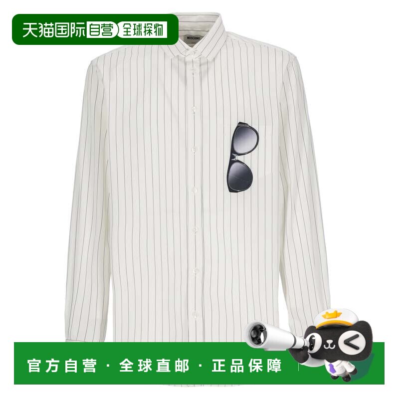 自营moschino白色全条纹太阳镜口袋衬衫-白色 美国奥莱直发