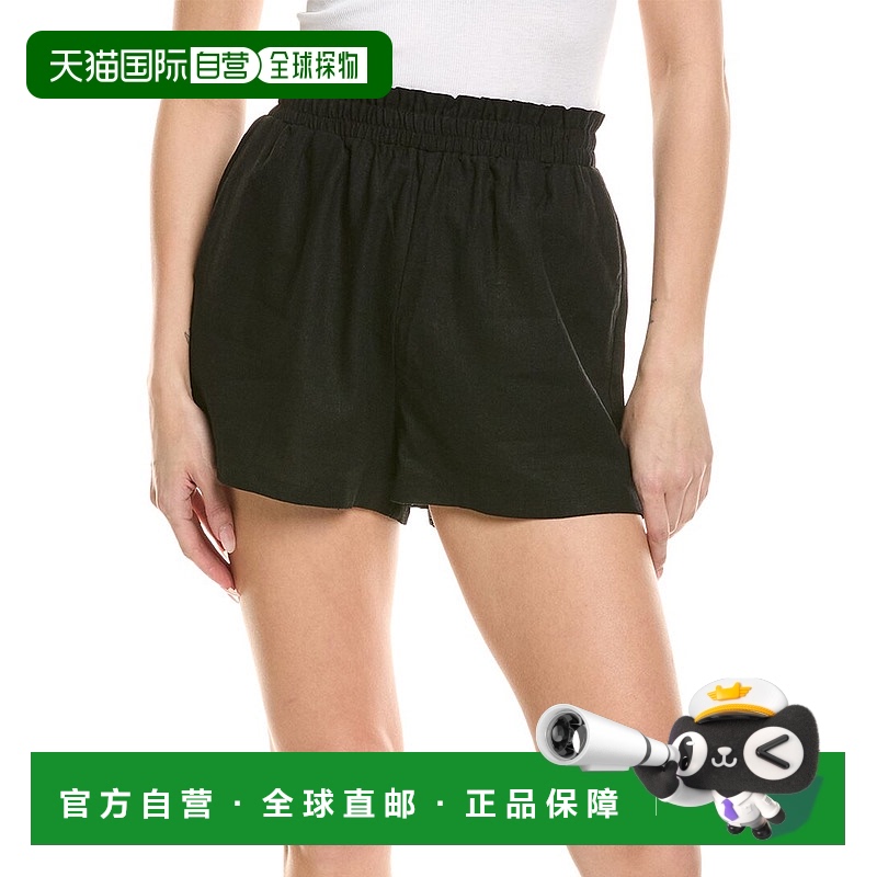 自营 LNA Aras亚麻混纺短款-黑色 美国奥莱直发棉麻短裤