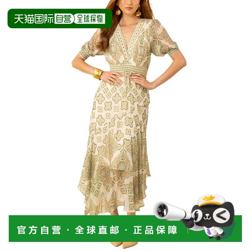 自营Hale Bob Silk-Blend Malaya Midi Dress - green 美国奥莱直