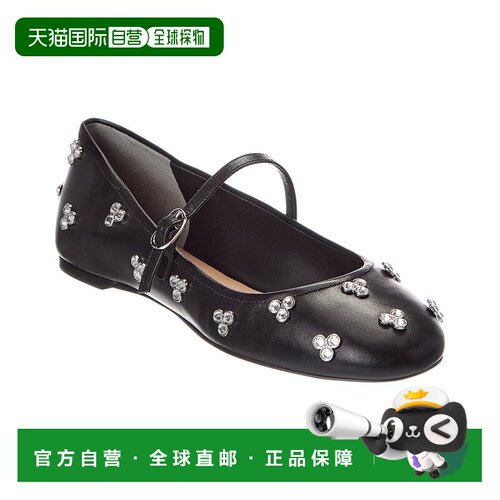 自营Stuart Weitzman Tammy皮革Mary Jane芭蕾舞团-黑色 美国奥莱