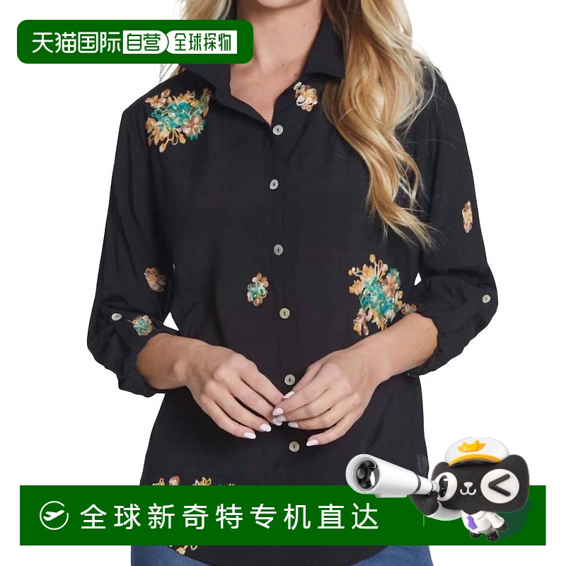 自营multiplesRoll Tab Long Sleeve Button Front Hi-Lo Shirt W