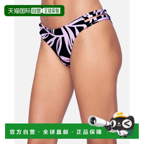 自营Hurley Max Mystic叶子适中比基尼底部女式小黑色紫色ERK600-