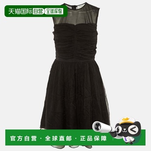 自营Sandro Black Silk Chiffon Ruffled Mini Dress - black 美