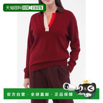 自营incashmereCashmere Color Blocked Long Sleeve Polo Collar